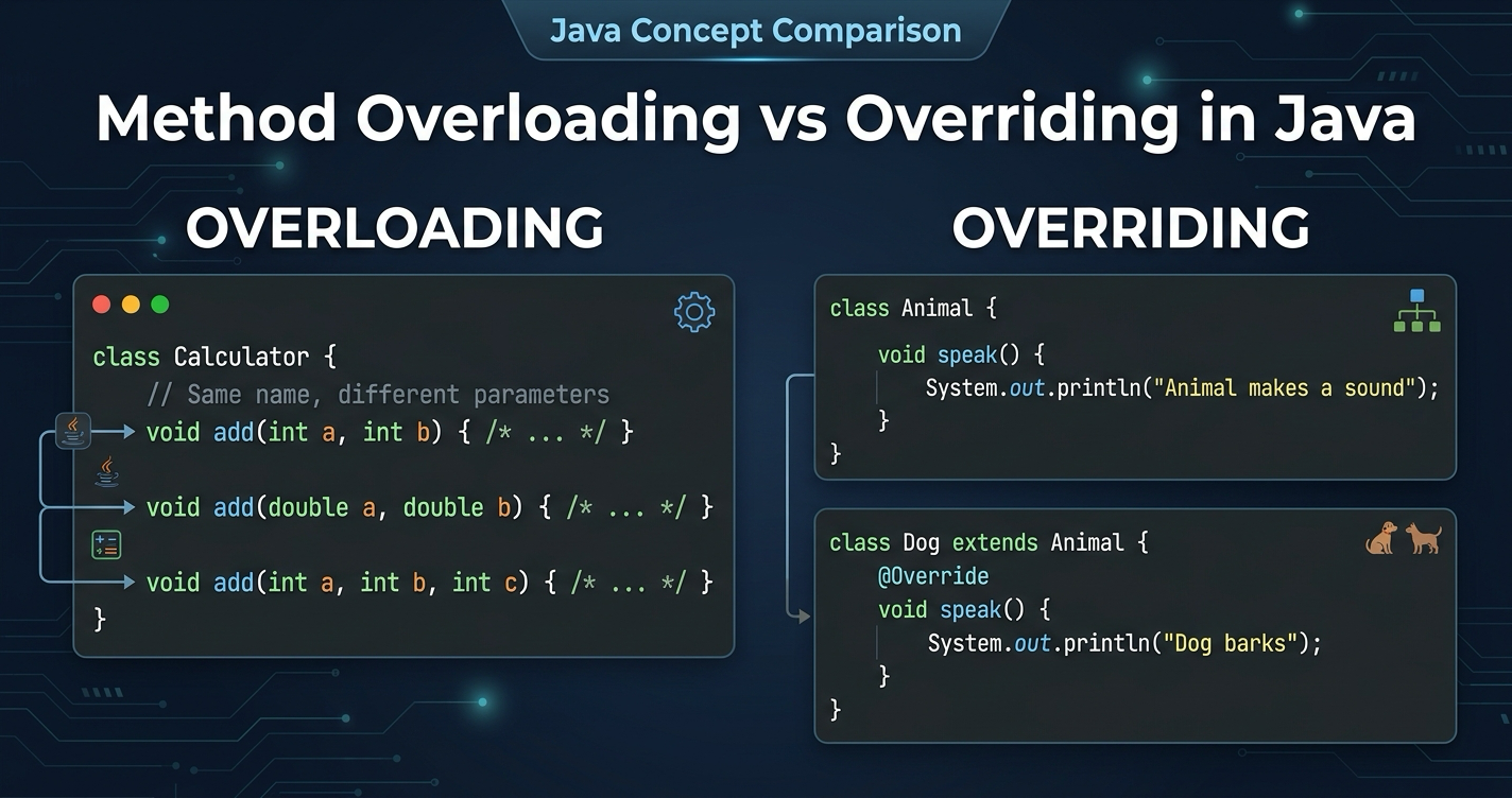 Method Overloading vs Overriding in Java (With Examples)